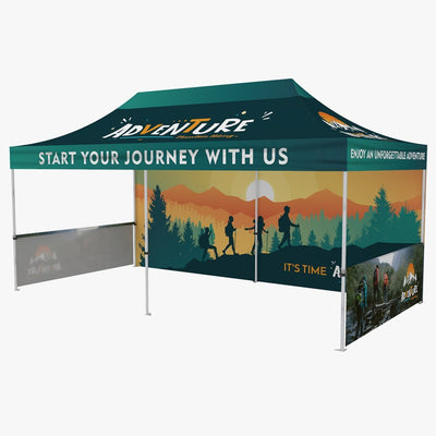 10' x 20' custom event tent with printed full and half walls