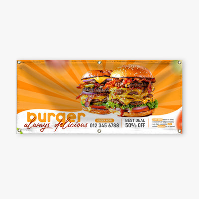Custom vinyl banner for restaurant and business advertising