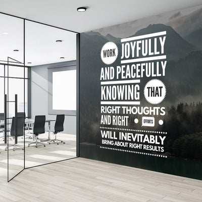 Custom adhesive wall fabric graphics in a modern office