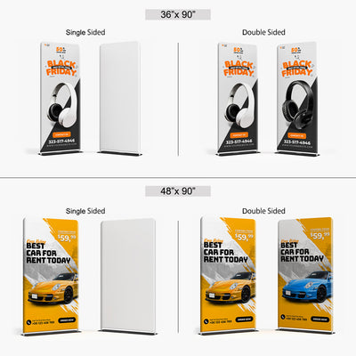 Tension fabric stand single and double sided display options