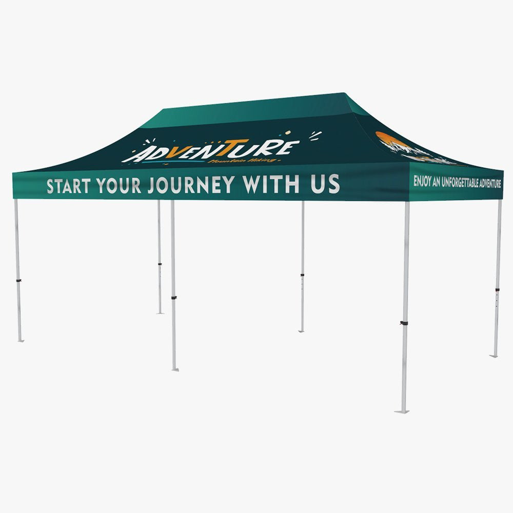 Custom 10' x 20' event tent with full-color printed canopy