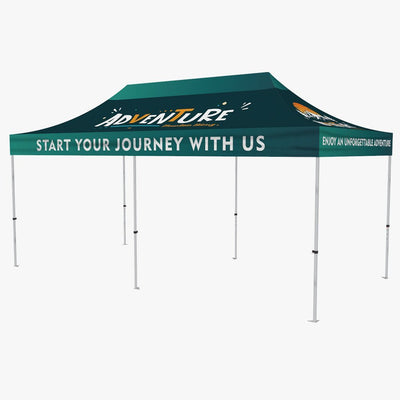 Custom 10' x 20' event tent with full-color printed canopy