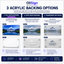 Acrylic print backing options – full white, spot white, and transparent
