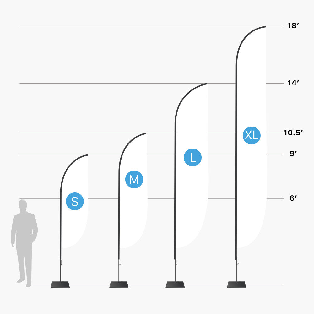Feather Convex Flag Size Comparison – 9 ft to 18 ft