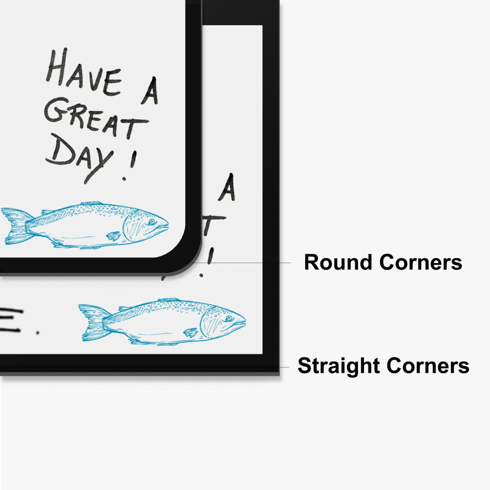 Dry erase magnet straight and rounded corner options